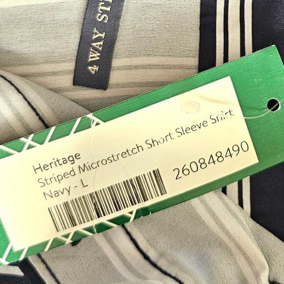 NWT Heritage Report Collection Striped Microstretch Short Sleeve Button Up Shirt - Picture 6 of 8